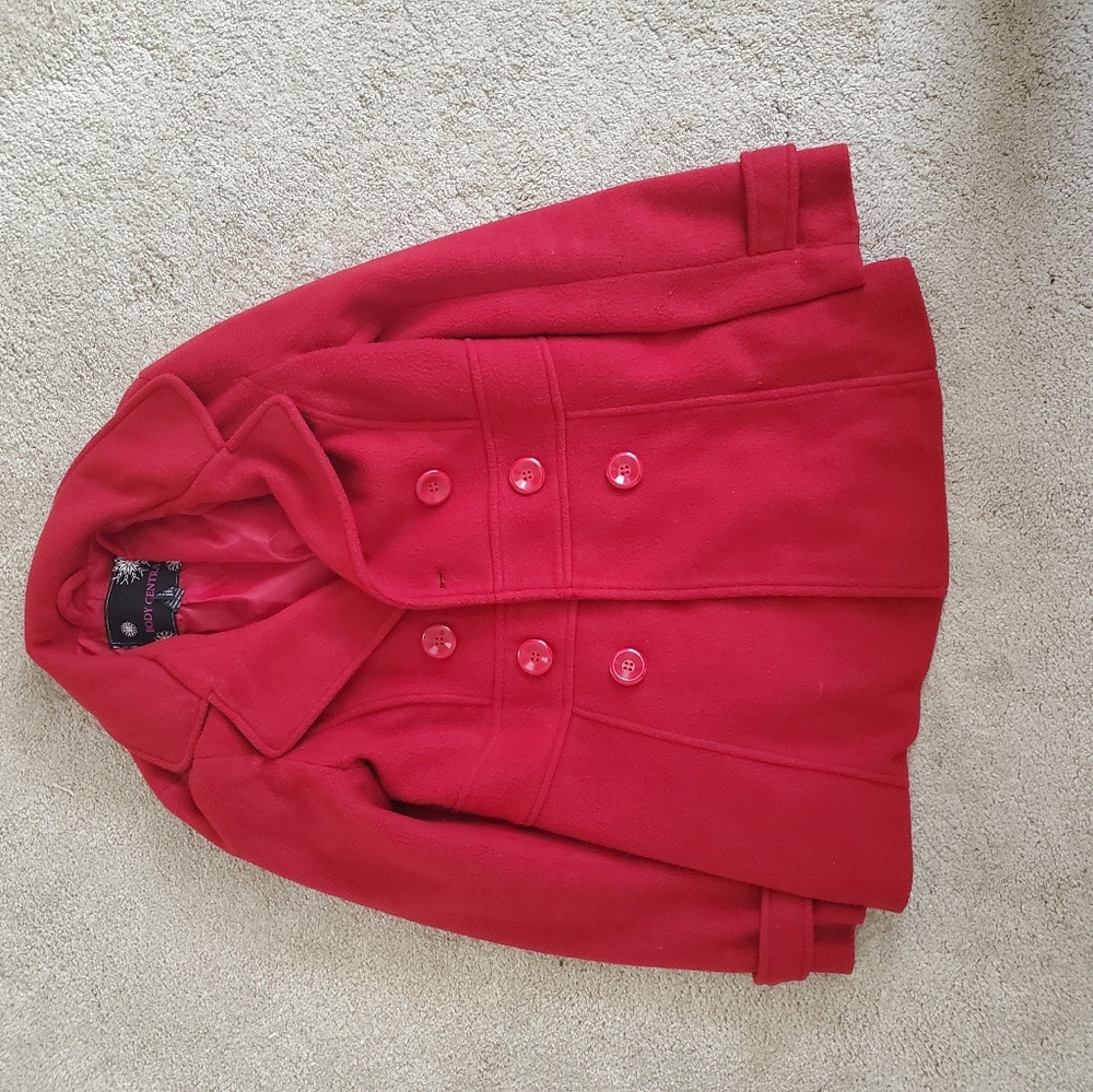 Fleece red peacoat Medium
